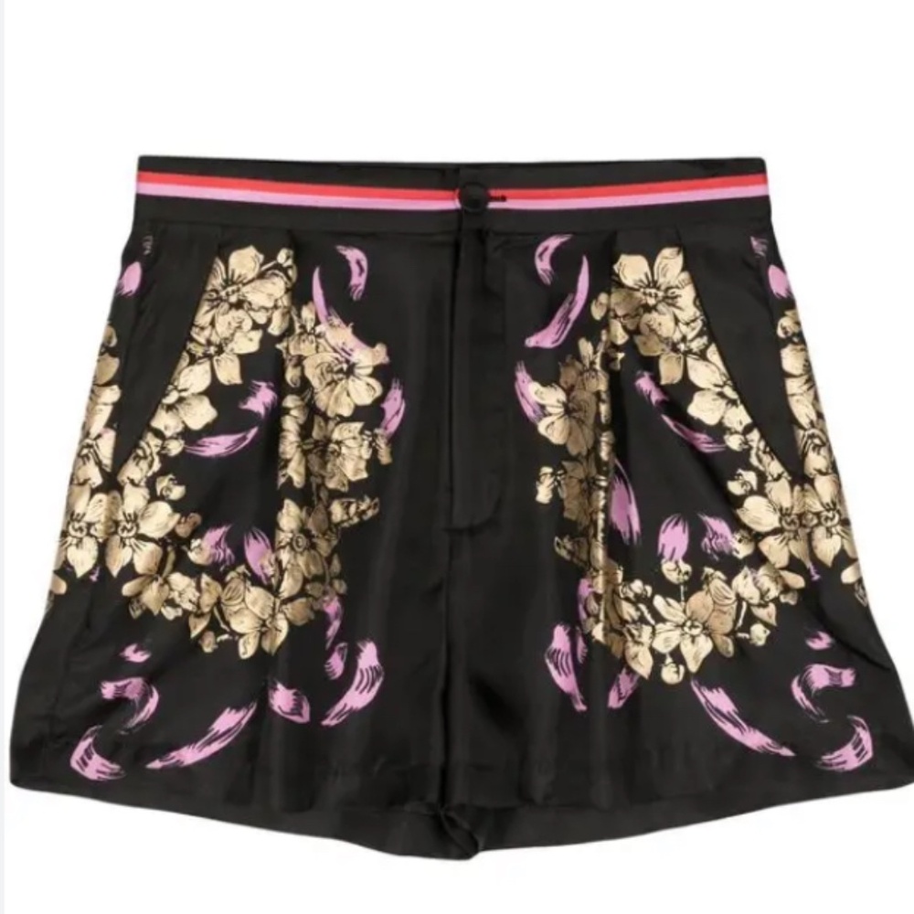 Cynthia Rowley Silk Gold/Black/Pink Shorts